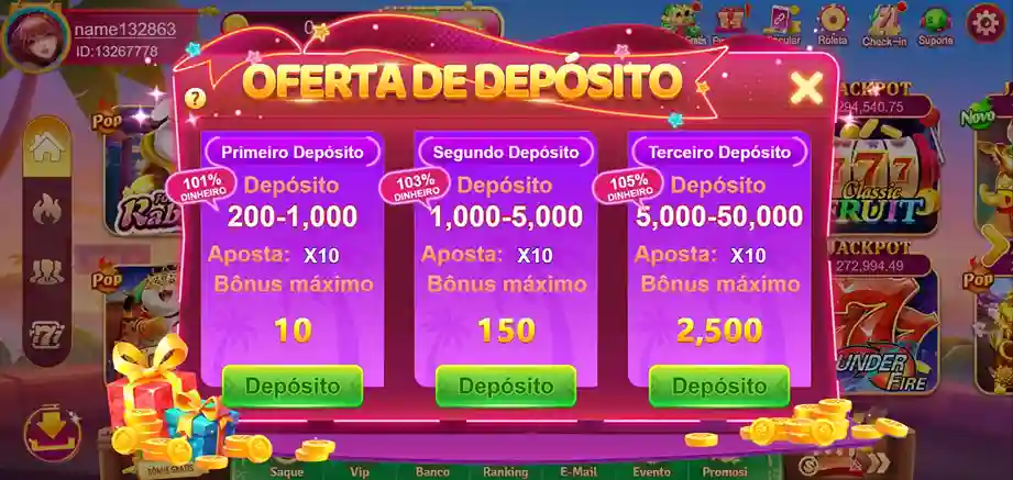 Bônus para os 3 primeiros depósitos